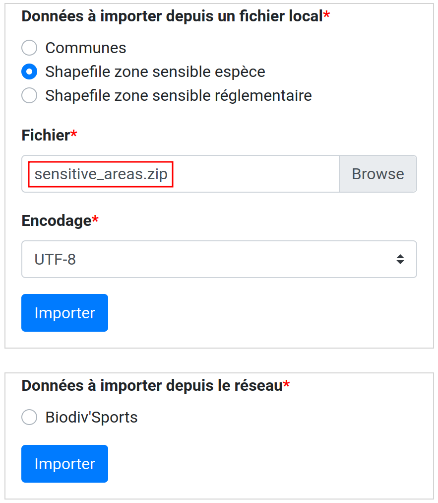 Import shapefile in user interface