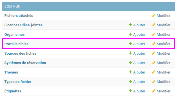 Configuration des portails