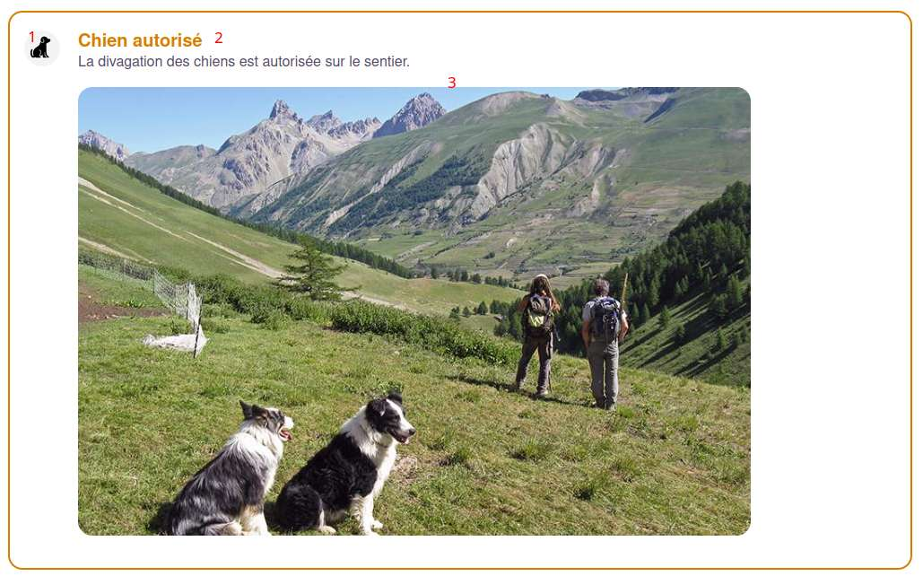 Rendu d'une étiquette dans Geotrek-rando